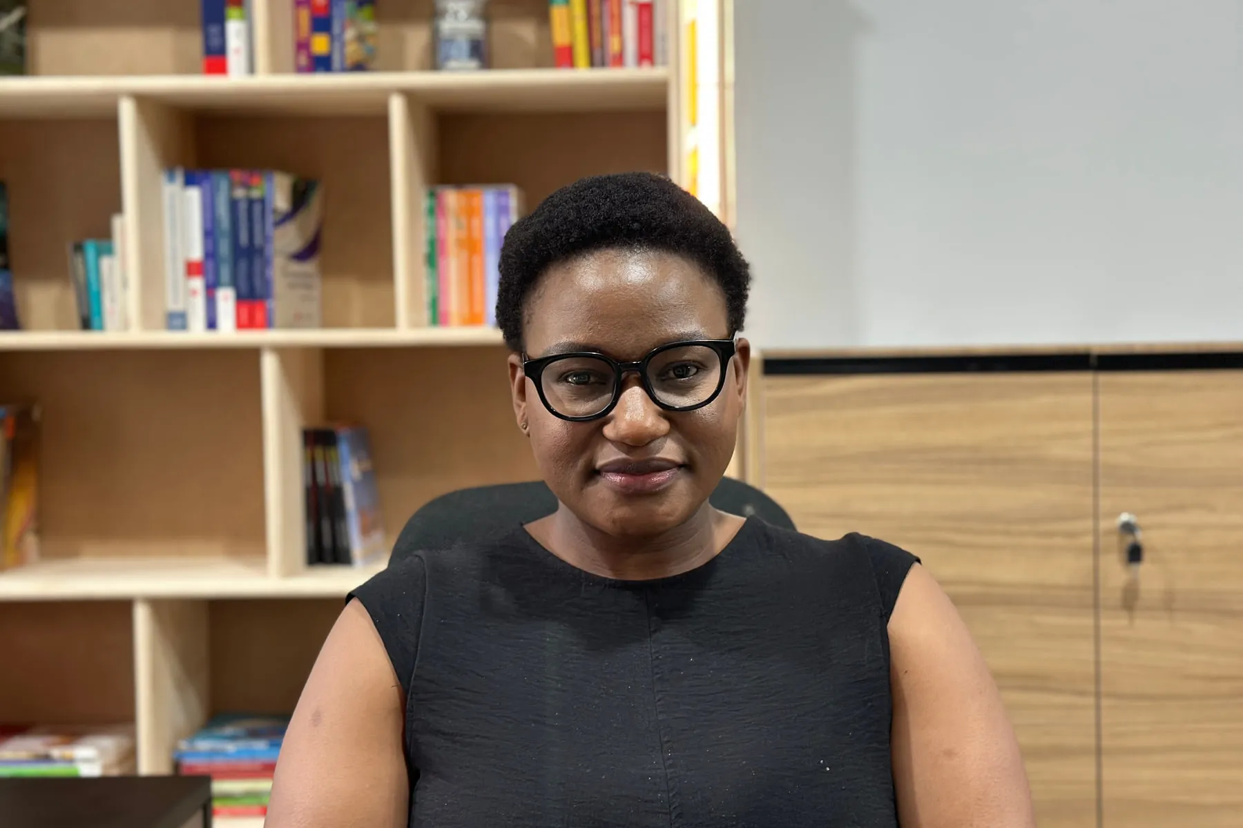 Lerato Mokalapa at work in the eduSYMS offices